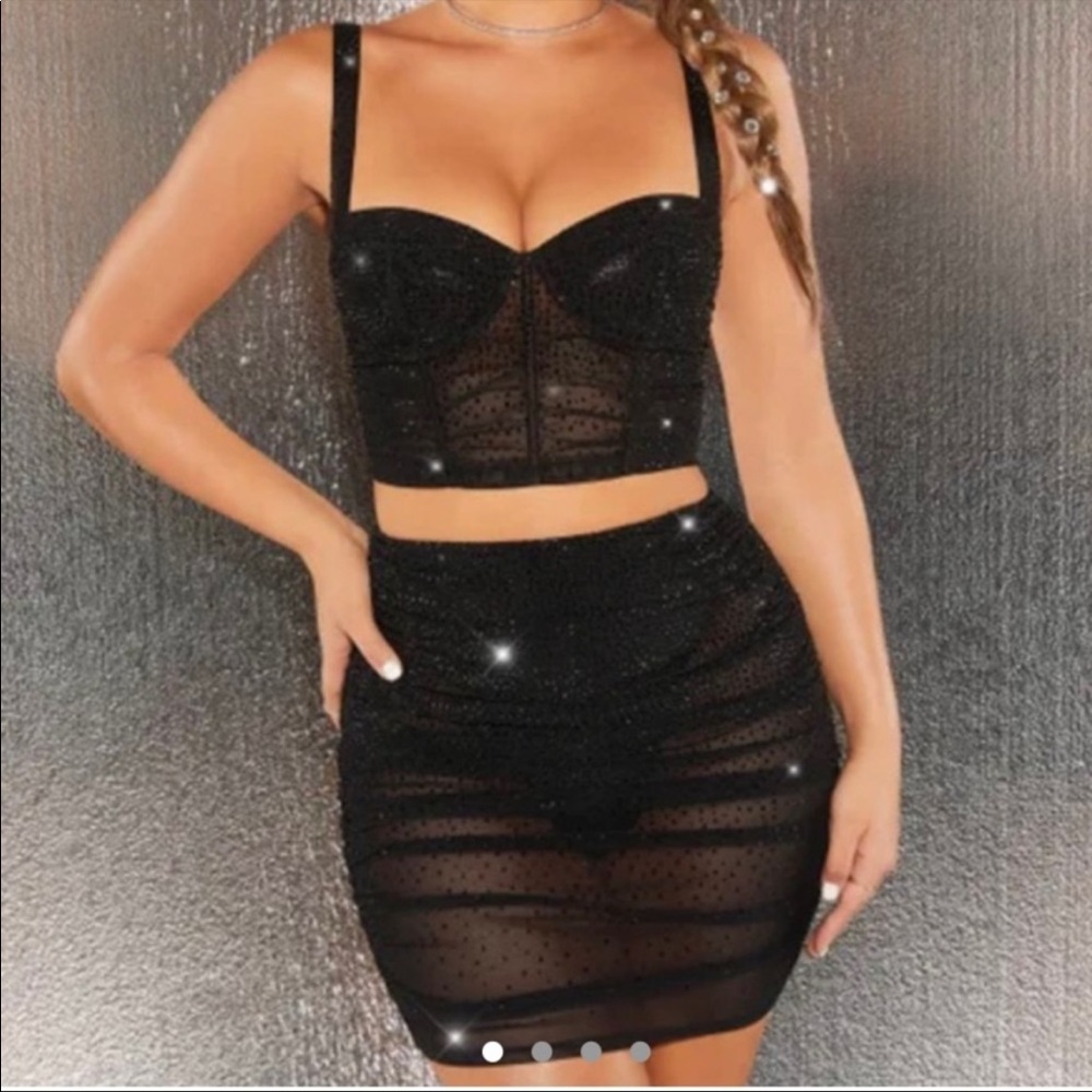 Oh Polly after party embellished skirt set